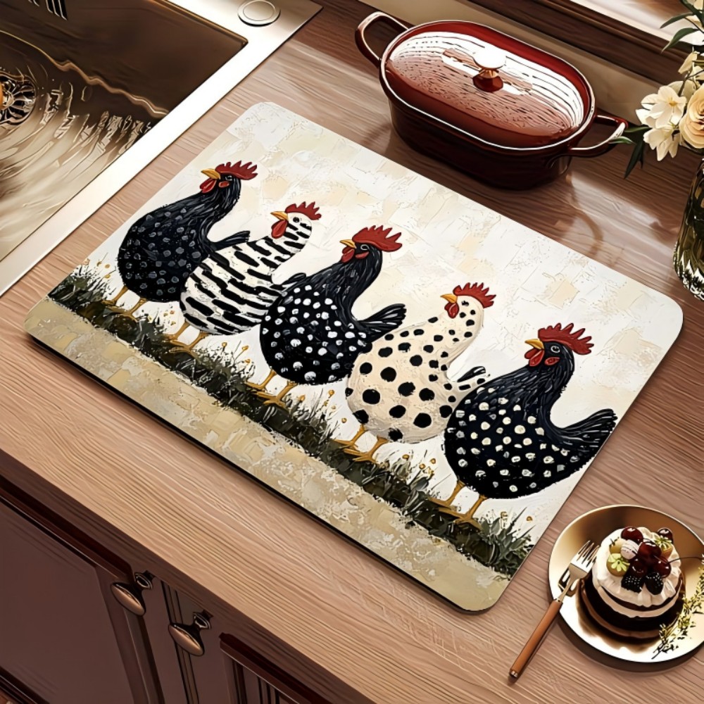 Bar Mat Rubber - بساط تجفيف أطباق بتصميم ريفي، فائق