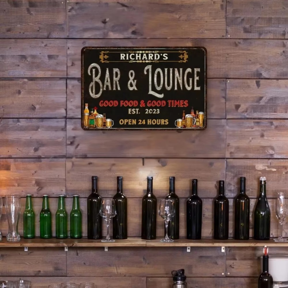 لوحة حائط معدنية مخصصة بنص شخص - مراجعة Home Bar Lounge وسعره